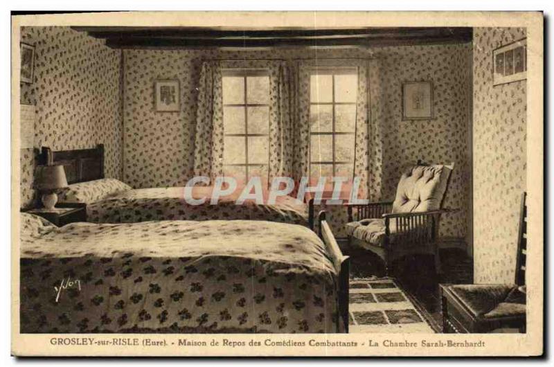 Old Postcard Grosley sur Risle House Rest of Comediens Affairs Sarah Bernhard...