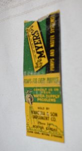 Vancura and Son Implement Co Advertising Norton Kansas 20 Strike Matchbook Cover