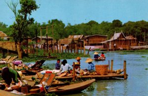 Thailand Miniature Floating Market Bangkok Postcard 09.92