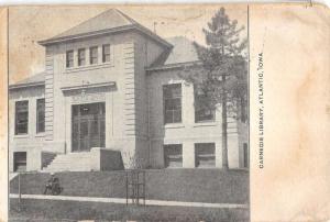 Atlantic Iowa Carnegie Library Street View Antique Postcard K94031