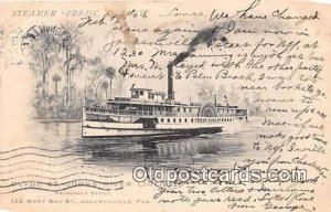 Steamer Fredk DeBary Clyde St Johns River Line Ship 1906 writing and postal m...