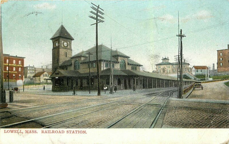 Lowell Massachusetts Railroad Station 1937 Postcard 21-10142 