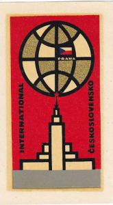 CZECHOSLOVAKIA PRAHA HOTEL INTERNATIONAL VINTAGE LUGGAGE LABEL