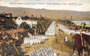 Sailors Parade US Navy Flower Festival Santa Barbara CA April 28 1908 postcard