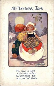 Christmas Dutch Children Loving Wishes Embossed c1900-20s Vintage Postcard