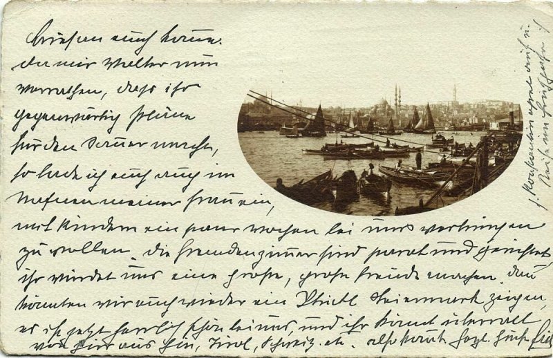 turkey, CONSTANTINOPLE, Harbour Scene (1911) RPPC Postcard