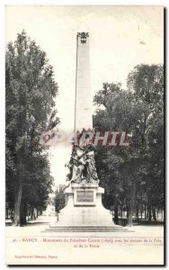 Nancy Old Postcard Monument of President Carnot with statues of peace and str...