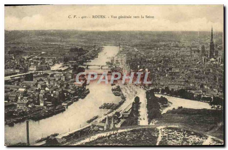 Old Postcard Rouen Vue Generale By The Seine