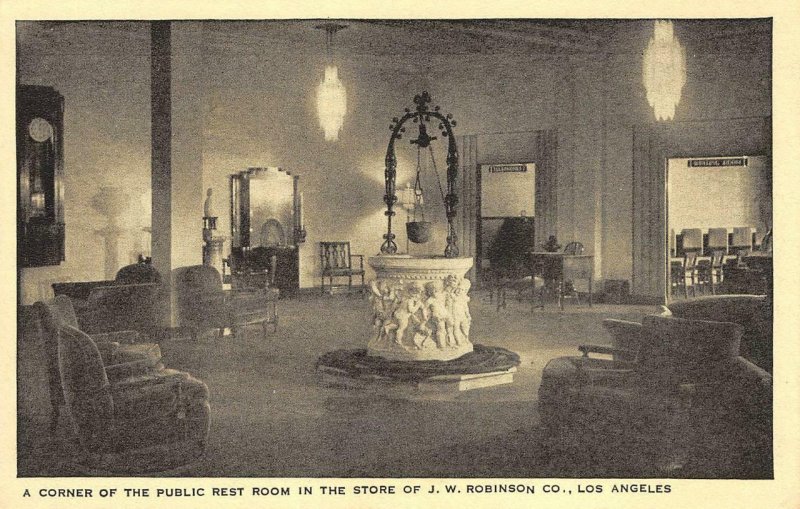 Public Rest Room, JW Robinson Co. Store, Los Angeles, CA c1940s Vintage Postcard