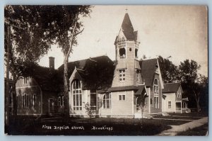 Brookings South Dakota SD Postcard RPPC Photo First Baptist Church c1910's