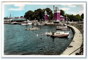 Karlshamn Blekinge County Sweden Postcard Port Area Scene c1950's RPPC Photo