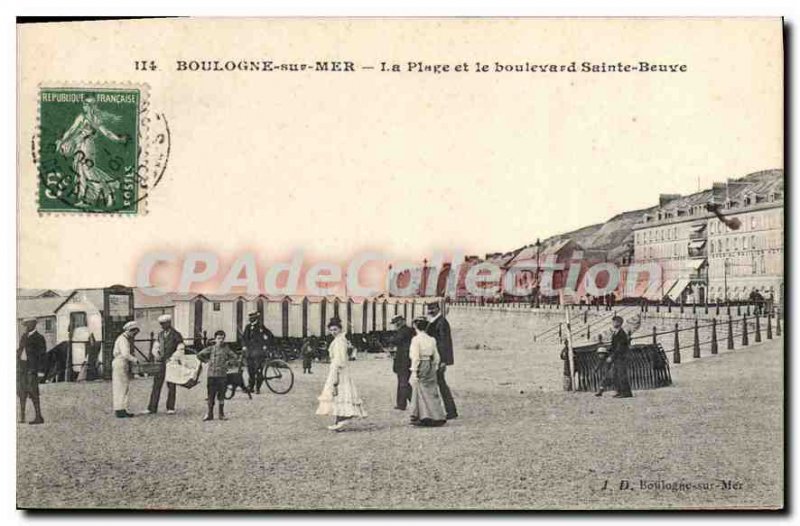 Old Postcard Boulogne Sur Mer The Beach And The boulevard Sainte Beuve