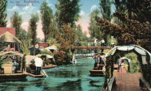 Vintage Postcard 1910's View of Lake Xochimilco in Mexico D. F. MX