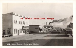 AK, Anchorage, Alaska, RPPC, Street Scene, Business Section, Photo No P-674