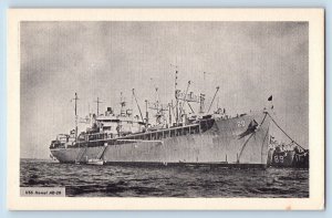 Postcard USS Hamul AD-20 US Navy Battleship Warship WWII c1940 Vintage Antique