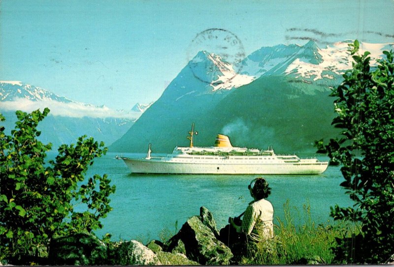 Ships Norwegian American Lines M/S Sagafjord In Hjorundfjord Norway 1981