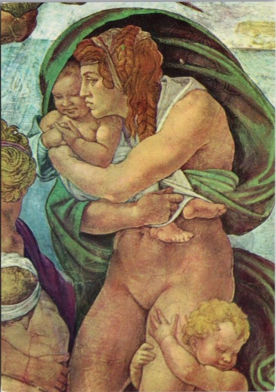 The Sistine Chapel The Flood Citta Del Vaticano Art Repro Unused Postcard D50