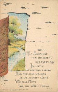 Postcard 1912 Arts Crafts Sunshine Saying Life Stream 23-2357