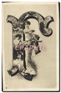 Old Postcard Fantaisie Letters Letter F