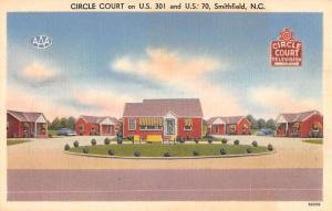 Smithfield North Carolina Circle Court Street View Linen Antique Postcard K14300