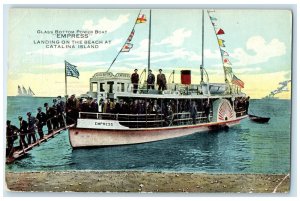 c1910 Glass Bottom Power Boat Empress Landing on Beach Catalina Island Postcard