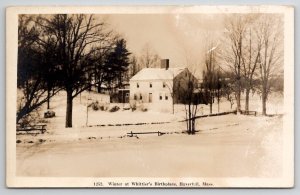 Winter at Whittier's Birthplace Haverhill MA Real Photo Postcard Y26