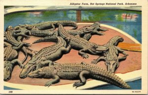 Vtg Hot Springs National Park Arkansas AR Alligator Farm 1930s Linen Postcard