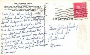Boston Massachusetts 1955 Postcard Hotel Touraine Grill 