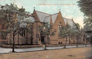 Wilmington Delaware Trinity Episcopal Church Street View Antique Postcard K26353
