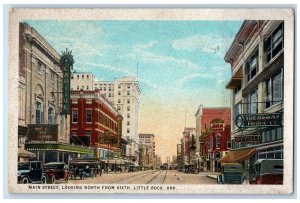 1925 Main Street Looking North From Sixth Little Rock Arkansas AK Cars Postcard