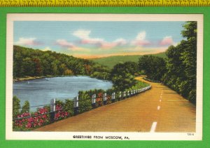 Moscow Pennsylvania Scenic View Vintage Linen Postcard 72516