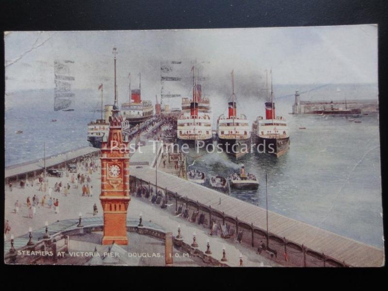  Isle of Man: Steamers at Victoria Pier DOUGLAS c1934 by Valentine's A244