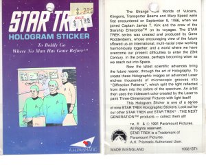 Star Trek, Bridge Crew, Hologram Sticker, 1991, To Boldly Go Where No Man Has