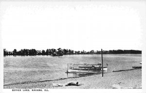 Boats Quiver Lake Havana Illinois 1930s postcard