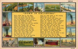 Vintage Postcard 1930's Down in Oklahoma Multi View Famous Landmark Places OK