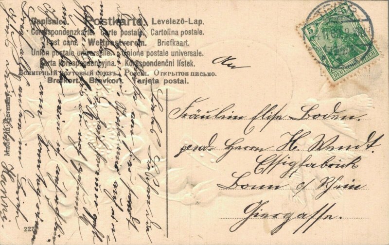 Valentine's Day Big Red Heart and Two Birds with an Envelope Embossed 07.11