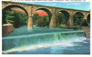 Vintage Postcard 1920's Bridge Wissahickon Creek Fairmount  Park Philadelphia PA