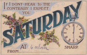 Day Card Saturday With Clock 1910