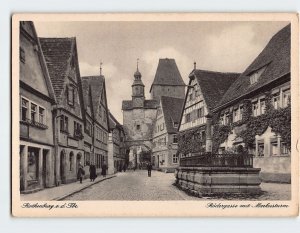 Postcard Rödergasse with St. Mark's Tower, Rothenburg ob der Tauber, Germany