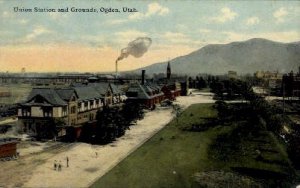 Union Station and Grounds, Ogden, Oregon, OR, USA Railroad Train Depot writin...