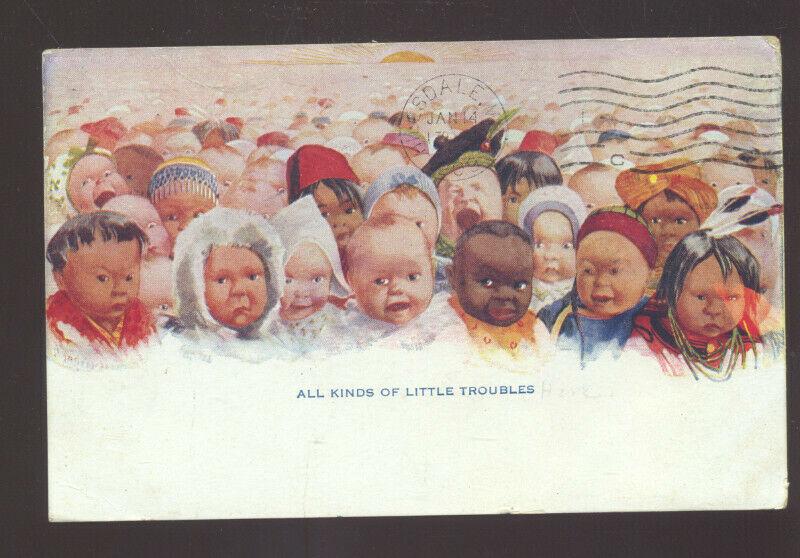 BLACK AMERICANA BLACK BABY BABIES NEW MEXICO VINTAGE POSTCARD HALLSDALE IND