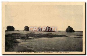 Old Postcard Zion near Croix de Vie called five Pineaux Rocks