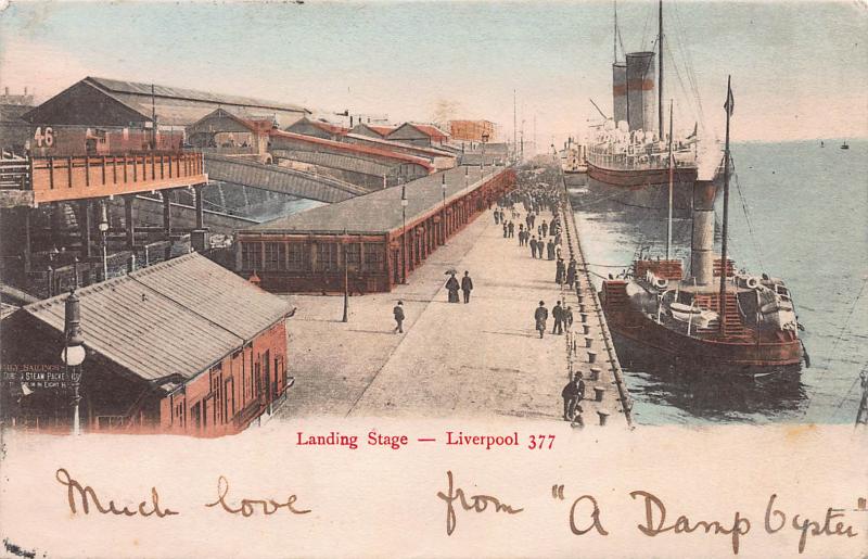 Landing Stage, Liverpool, England, Early Hand Colored Postcard, Used in 1903