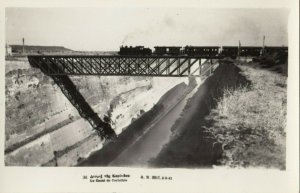 RP; CORINTHIE , Greece , 1920-1940s; Train on bridge over Canal