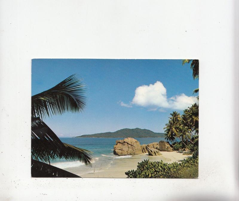 BF27153 beach scene la digue seychelles   front/back image