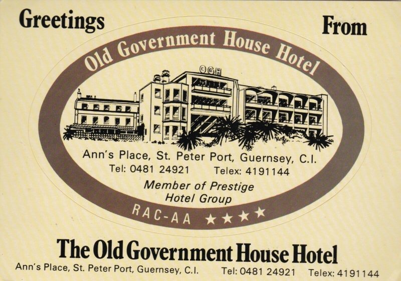 England Guernsey Old Government House Hotel Vintage Luggage Label lbl0286