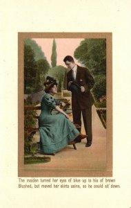 Vintage Postcard 1910's The Maiden Turn Her Eyes Of Blue Up To His Blushed