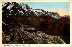Vtg 1920s Sawtooth Mountains White Pass Yukon Route Railroad Alaska AK Postcard