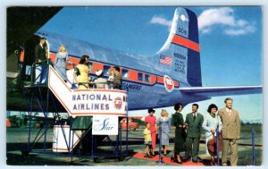 NATIONAL AIRLINES~ c1940s THE STAR Premier Flight Service DC-6 Airplane Postcard