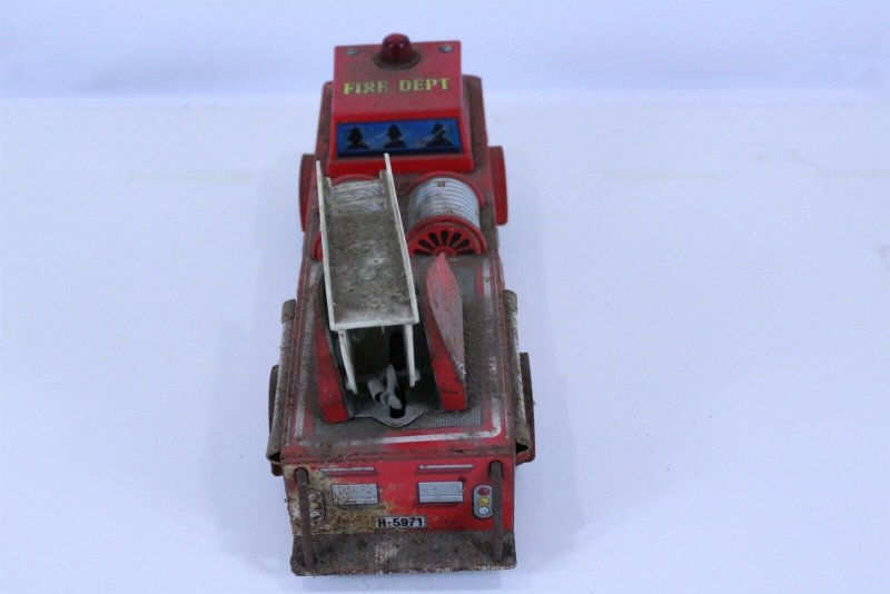 Fire Truck Vintage Metal Selling for Parts or Repair Non Working 13 1/2 Long